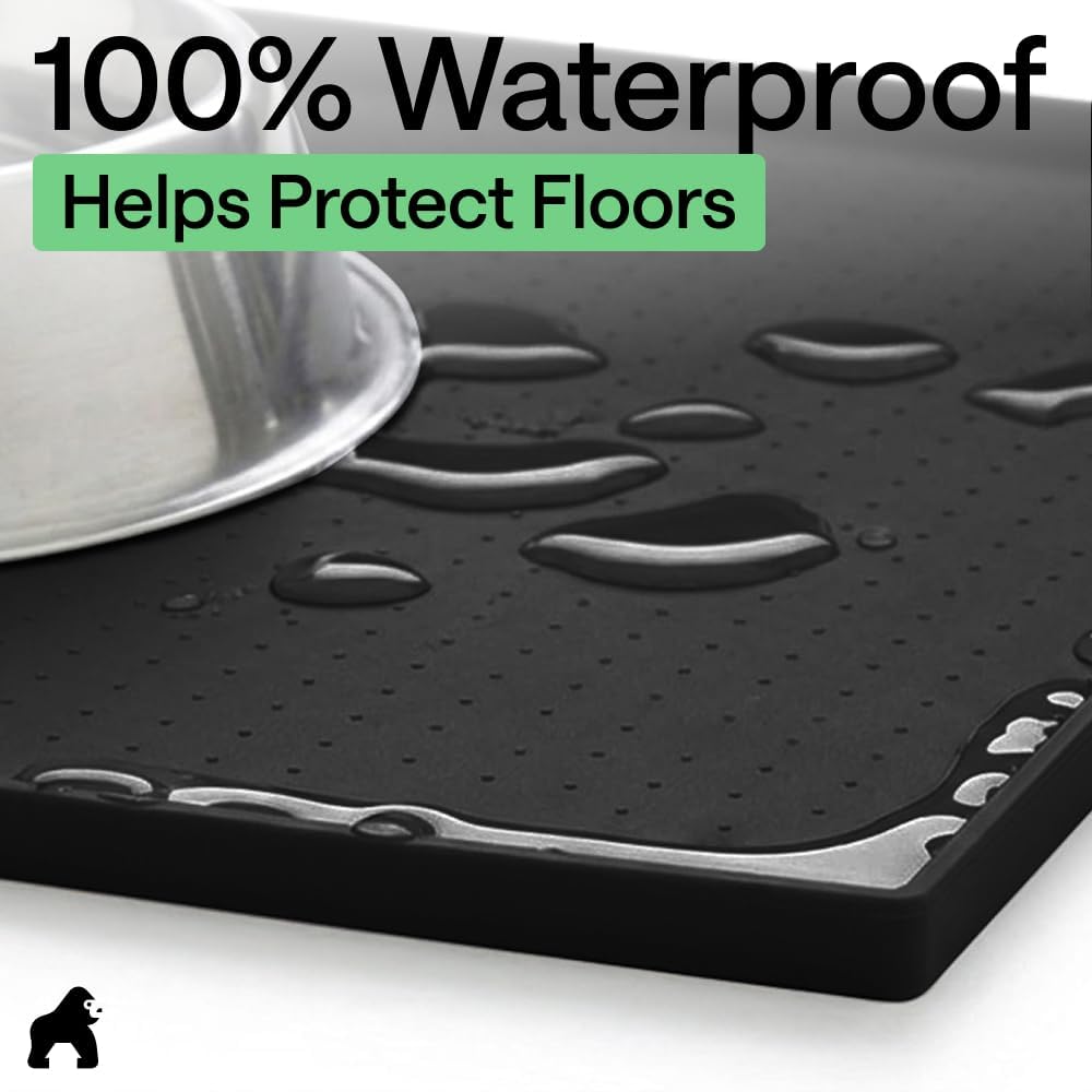 GORILLA GRIP Dog Food Mat, 100% Waterproof Silicone, 16x10 Beige – Essentials for Dogs - Black / 23"l X 15"w - image 4