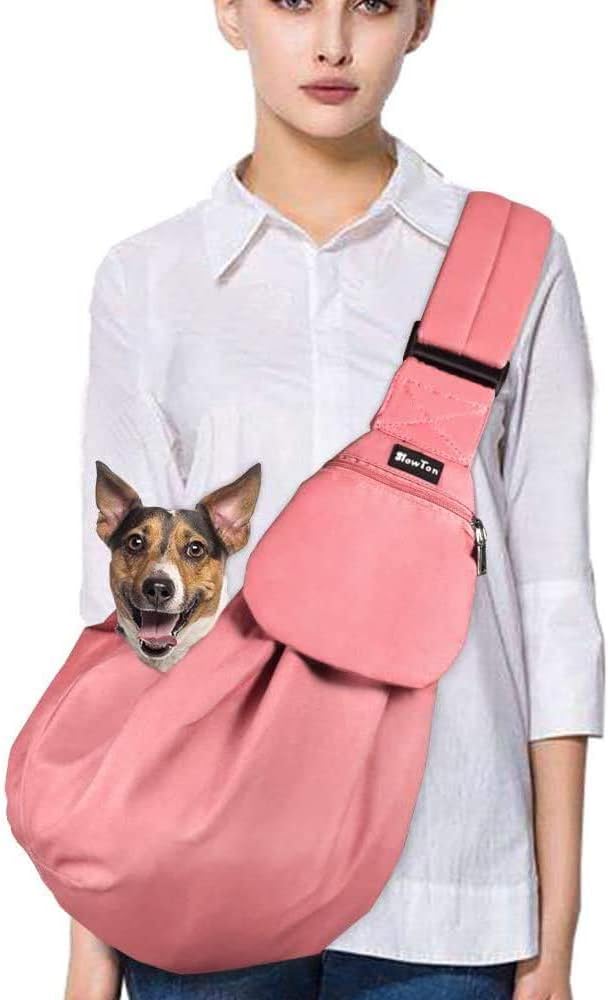 SlowTon Dog Carrier Sling - I-Peach Cotton Fabric / For Pets 6-12lbs