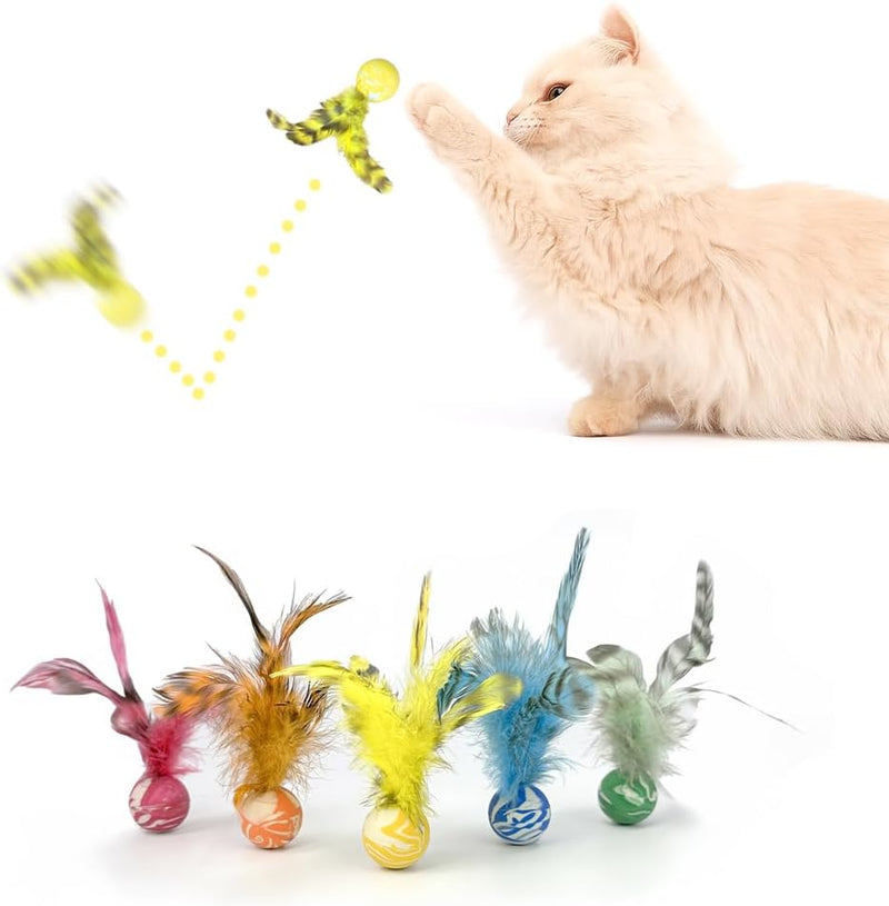 Feather Chase & Fetch Balls for Indoor Cats