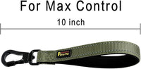 PLUTUS PET Short Dog Leash, Reflective Nylon Padded Handle, Strong Traffic Leash with Carabiner Clip, Perfect for Large or Medium Dogs (10”，Ranger Green)