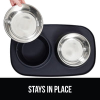 GORILLA GRIP Dog Bowl Set with Feeding Mat - Black / 1 Cup Bowls - image 4