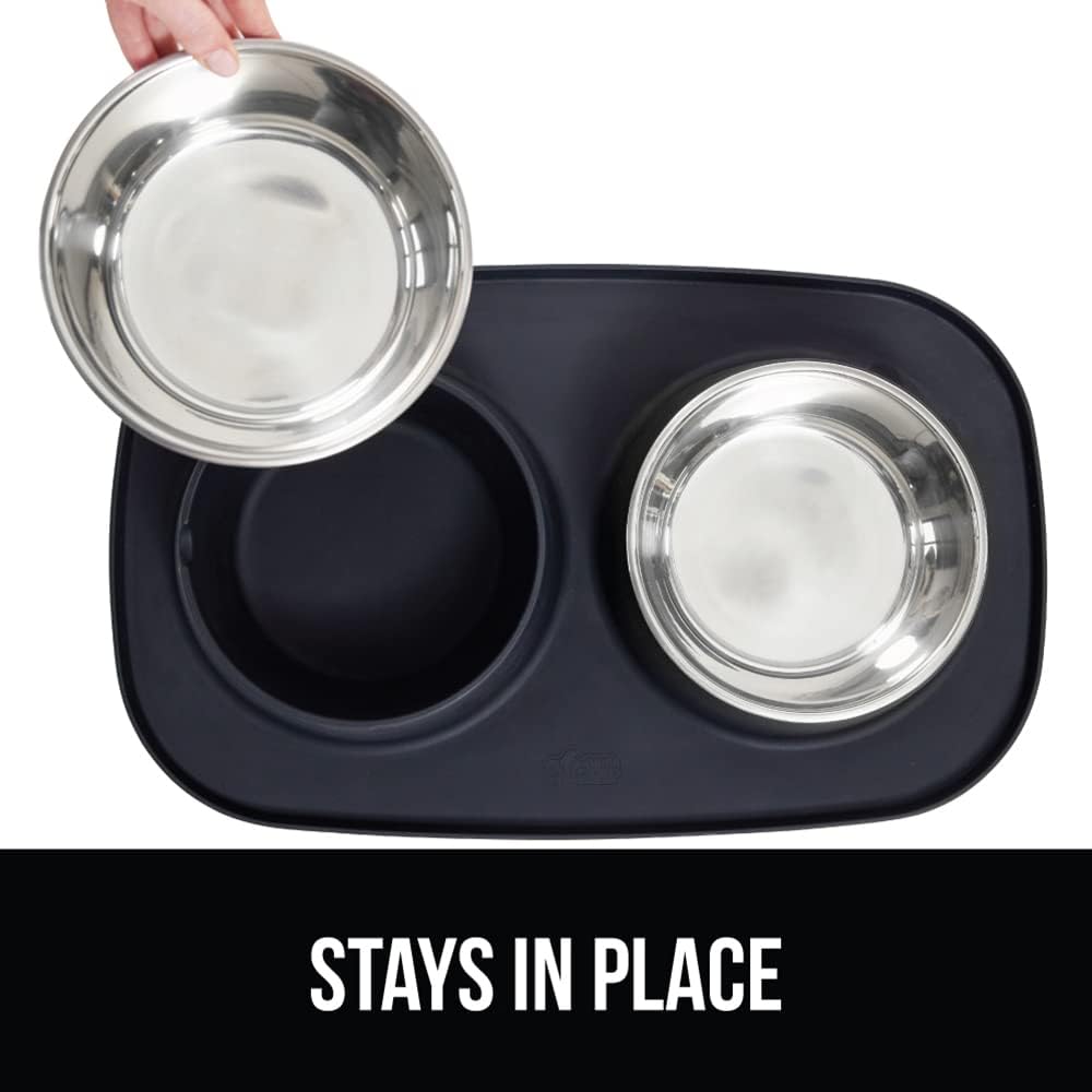GORILLA GRIP Dog Bowl Set with Feeding Mat - Black / 1 Cup Bowls - image 4
