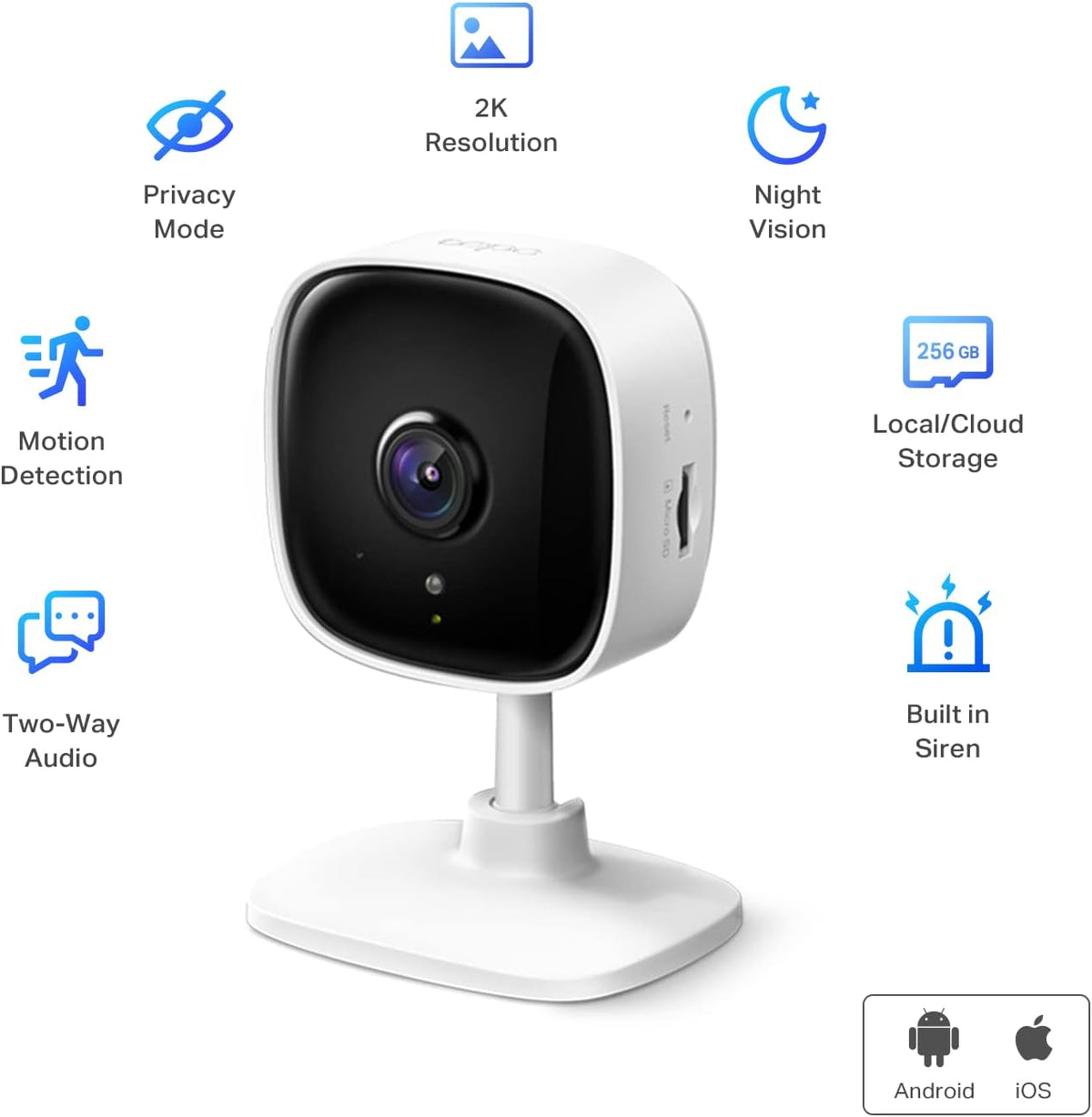 Tapo 1080P Indoor Security Camera, Baby Monitor, Dog Camera - 2K / White / 1-Pack - image 3