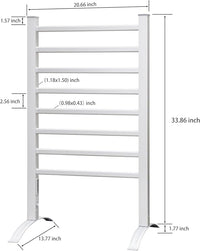 KEG Towel Warmer 8 Bars for Bathroom Freestanding or Wall Mounted Bath Towel Heater Plug-in with Built-in Timer Silver