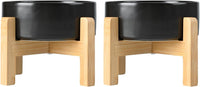 SPUNKYJUNKY Ceramic Elevated Dog Bowls 2 Pack - Large - 7.6 CUPS*2 / Black