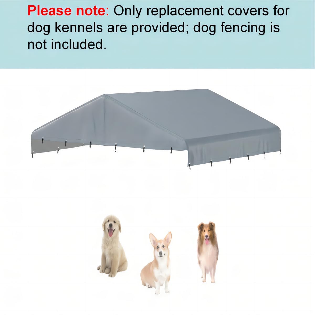 5x10 FT Dog Kennel Cover 900D Waterproof UV Outdoor Roof Replacement - Gray / 10'L x 10'W - image 2