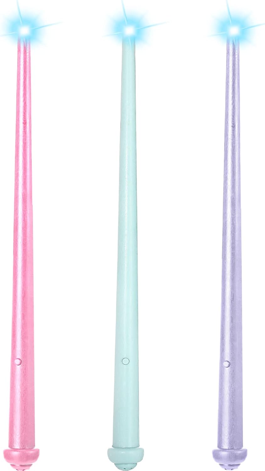 Skylety three light up magic wands in pink, purple and blue - view 2