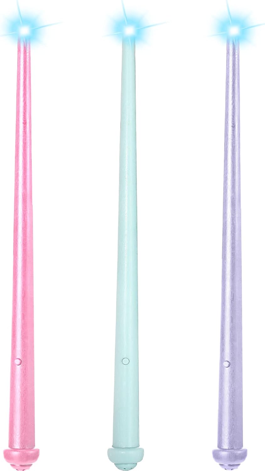 Skylety 3 light up magic wands with sound in black, dark brown and yellow - view 2
