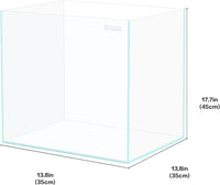 Rimless Aquarium 14.5 Gallon Tall Tank, Ultra Clear Low Iron Fish Tank for Betta Goldfish, L13.8×W13.8×H17.7 Glass Thickness 6mm with EVA Foam Leveling Mat