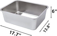 Stainless Steel Litter Box 2 Pack，Metal Litter Box Easy to Clean,Cat Litterbox Supplies for Kitten, Kitty, Rabbit, 6" High Side Cat Litter boxs,Stainless Steel LitterBox, No Smell,Non Stick