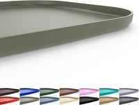 Silicone Pet Feeding Mat with Raised Edge for Food and Water, Dog Bowl Mats, Cat Bowls Placemat with High Lip for Floor Waterproof, Rubber Tray for Cats and Dogs 19 x 12 x0.7 Light Olive Green