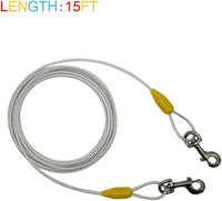 30ft Reflective Tie-Out Cable for Heavy Dogs Up to – Essentials for Dogs - 90lbs15ft / Yellow & Silver - image 2
