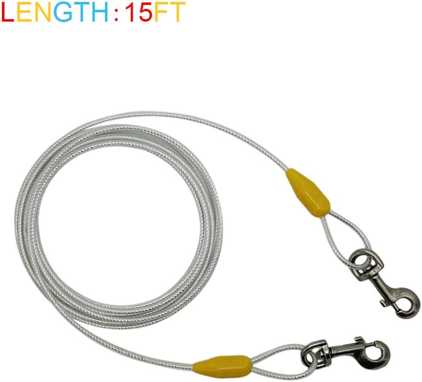 30ft Reflective Tie-Out Cable for Heavy Dogs Up to – Essentials for Dogs - 90lbs15ft / Yellow & Silver - image 2