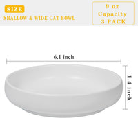 Ceramic Cat Bowls, Shallow Cat Dishes for Food and Water - White-3pack - image 3