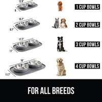 GORILLA GRIP Dog Bowl Set with Feeding Mat - Gray / 3 Cup Bowls - image 3