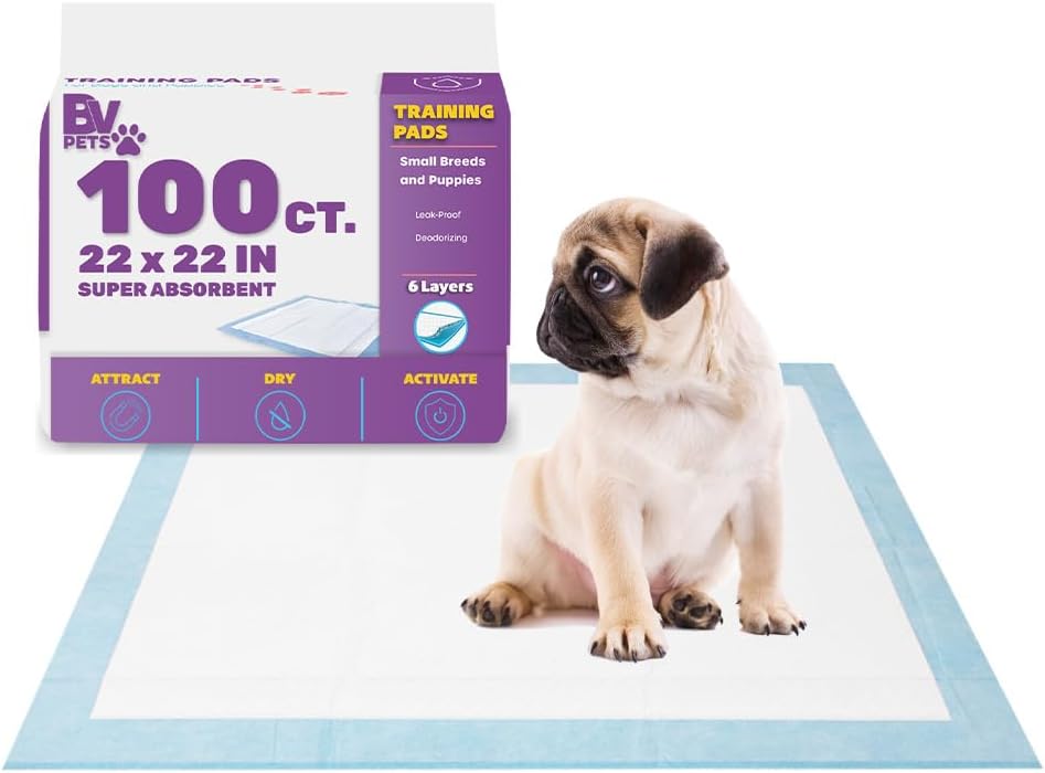 BV Puppy Pads Leak-Proof 100 Count 22"x 22" - 100 Count (Standard)