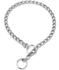Hotlion heavy duty chrome metal dog slip collar chain with two O-rings