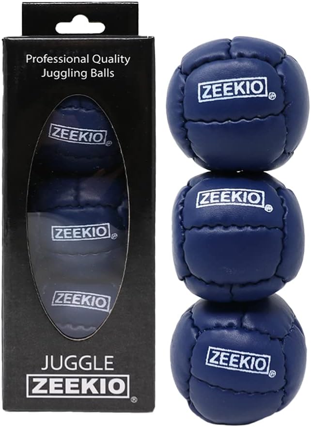 Zeekio Galaxy 12 panel leather juggling balls, pack of 3 in dark blue - view 9