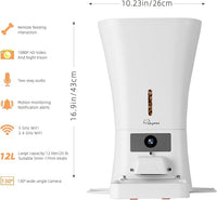 SKYMEE 12L Smart Automatic Dog Feeder Large Breed with Camera, 5G WiFi Automatic Cat Feeders Food Dispenser 1080P Full HD Pet Camera Treat Dispenser with Night Vision and 2-Way Audio