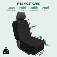 Dog Car Front Seat Cover with Side Flaps & Buckle Straps for Pet, 100% Waterproof 600D Oxford Single Seat Protector Heavy Duty Quilted Scratch Proof, Universal Size for SUV Truck, Black