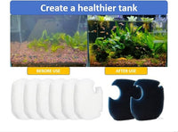 Compa tible with AMOSIJOY 172/225/265 GPH Tank Filters, 6 Pack of White Fine Filter Pads + 2 Coarse Sponge Inserts for PondForse Aquarium Filters (8 Pads Total)