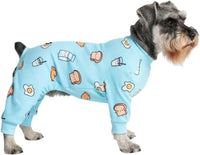 Spark Paws Dog Pajamas - Stretch Onesie Recovery Full Leg Surgery Suit PJS – Essentials for Dogs - Breakfast Blue / Medium