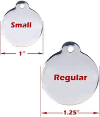 Personalized Dog Tag with 5 Lines of Custom Deep Engraved Durable Stainless Steel Pet ID Name Tag Designer Small Size Round