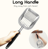 Cat Litter Scoop-Metal Litter Scooper-Kitty Metal Scooper-Long Handle – Daily Care for Cats - XL-1 / Black - image 4