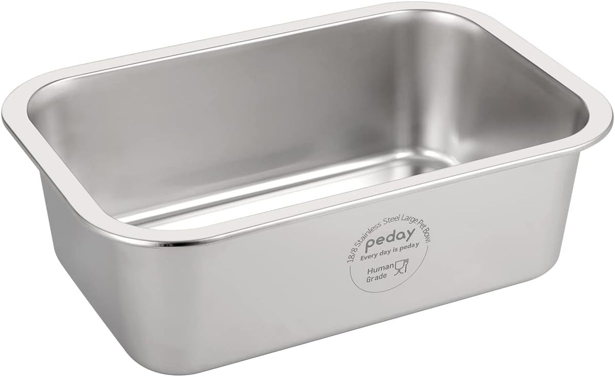 PEDAY 2.64 Gallon Extra Large Dog Water Bowl - 1.2 gallon / Silver Classic