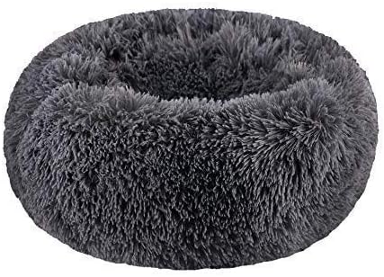 Cat Bed for Indoor Cats, Mini Plush Self Warming Kitten Bed - Small 20'' / Dark Grey