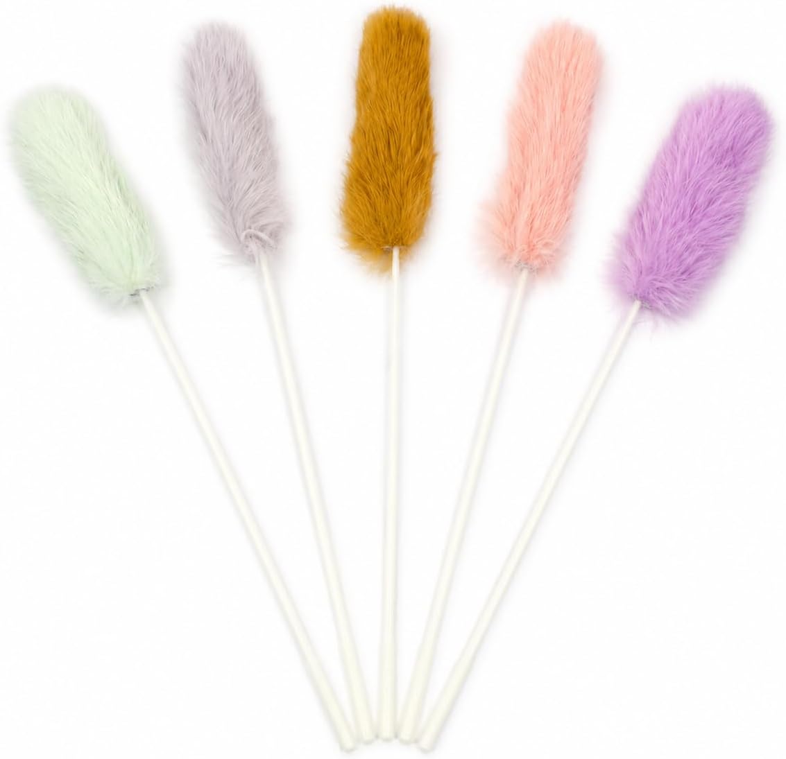 Rabbit Fur Cat Toys, Soft Teaser Sticks for Play & Exercise