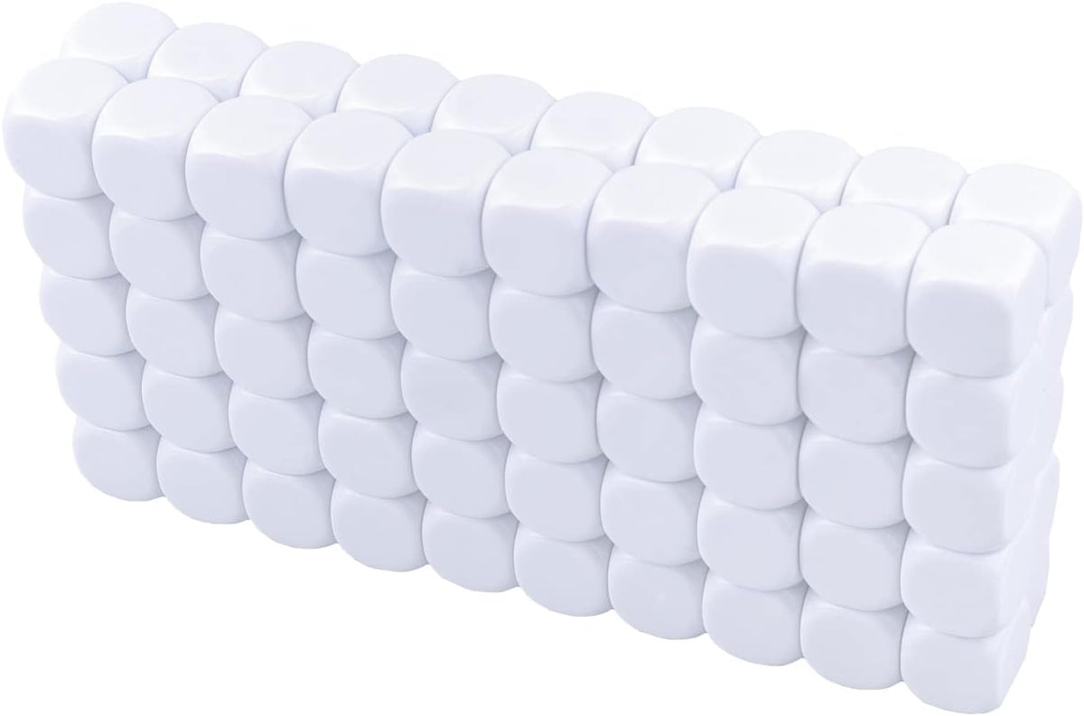 22MM Rounded Blank Six Sided Dice Lianshi Teaching Created Sesources - 100Pcs / White