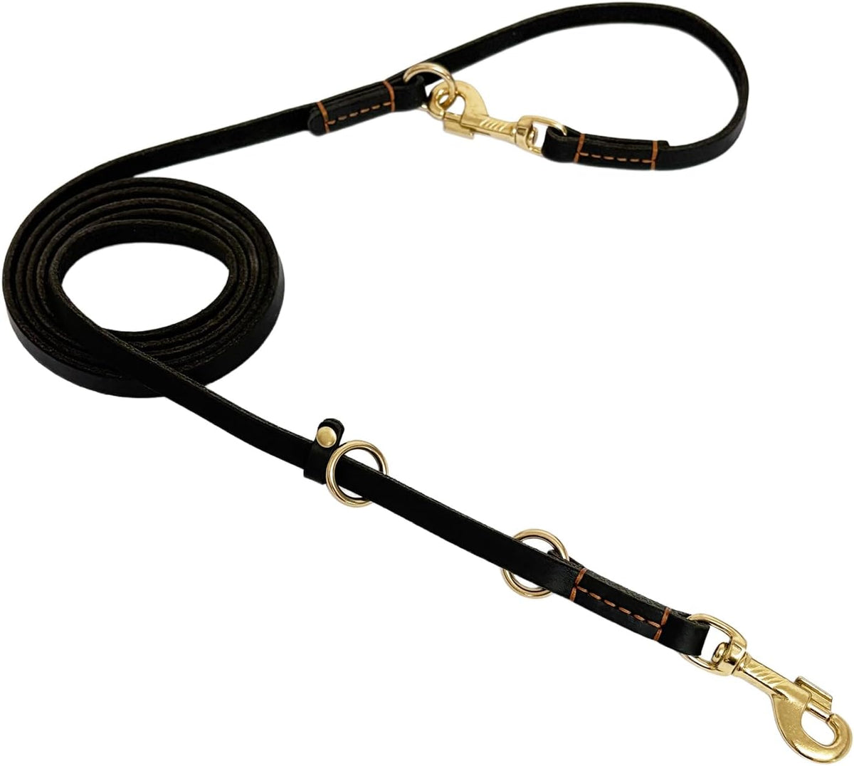 LWBMG Multi Function Leather Dog Leash 8ft Genuine Leather Leash - 8ft x 1/2inch / Black