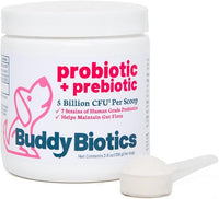Buddy Biotics Probiotic + Prebiotic for Dogs- Gut Flora Health, Digestive and Immune Health, Diarrhea and Bowel Support – 5 Billion CFU per Scoop