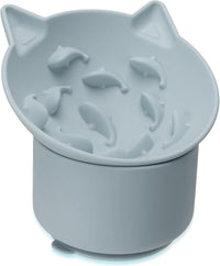 Silicone Cat Slow Feeder, Elevated Slow Feeder Bowl Tilt Design - Gray