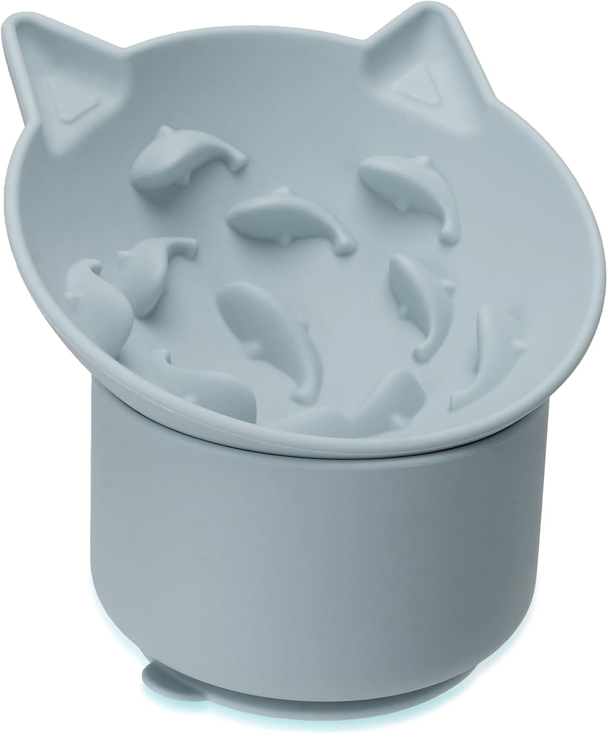 Silicone Cat Slow Feeder, Elevated Slow Feeder Bowl Tilt Design - Gray