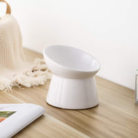 Elevated Cat Bowls, 15° Tilted Ceramic Cat Food Bowl - White / Small - image 3
