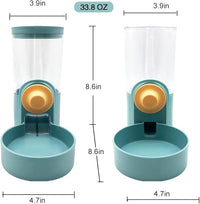 Pet Hanging Automatic Feeders Drinking Bowls 40oz, Auto Gravity Pet Feeding Water Set, Cage Pet Feeding Bowls Dispenser for Cats Dogs Puppy, Rabbit Hamsters Chinchilla Hedgehog (Green-Water)