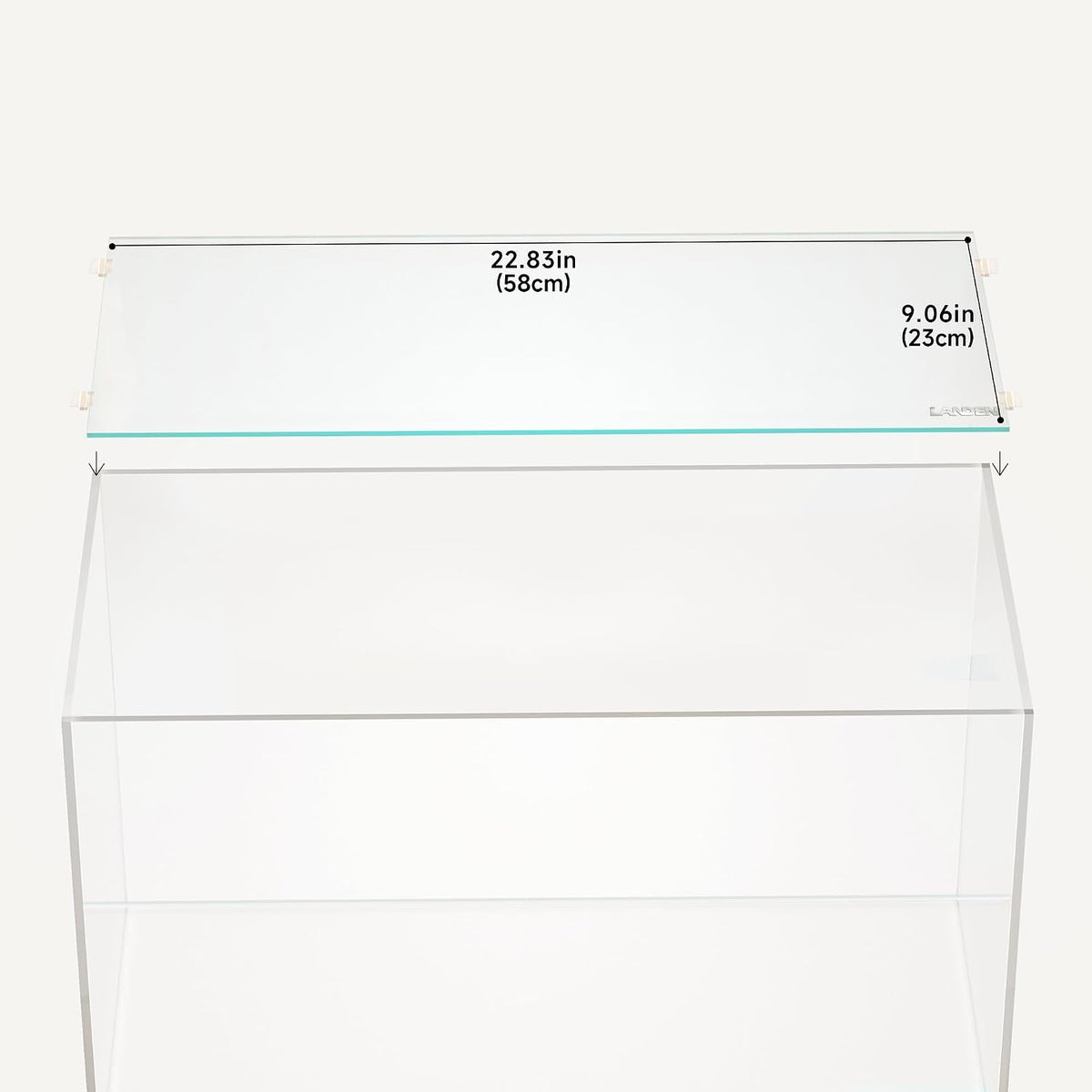 LANDEN Glass Aquarium Lid with Clips for 30x30cm 6.6 Gallon Rimless - Glass Lid / 580x230mm (1 pc)