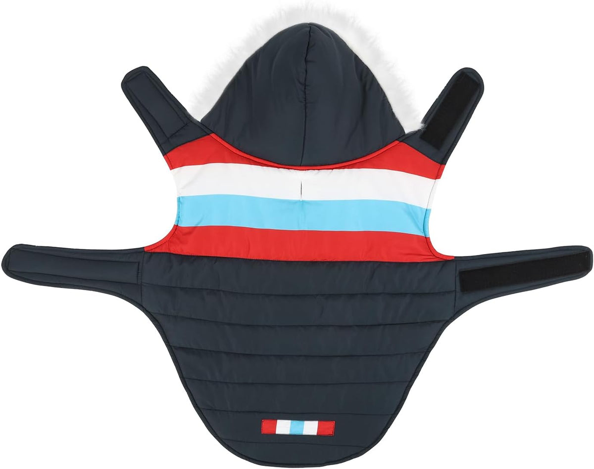 HDE Dog Puffer Jacket Fleece Lined Winter Coat & Harness Hole NVY - X-Large / Patriotic - image 3