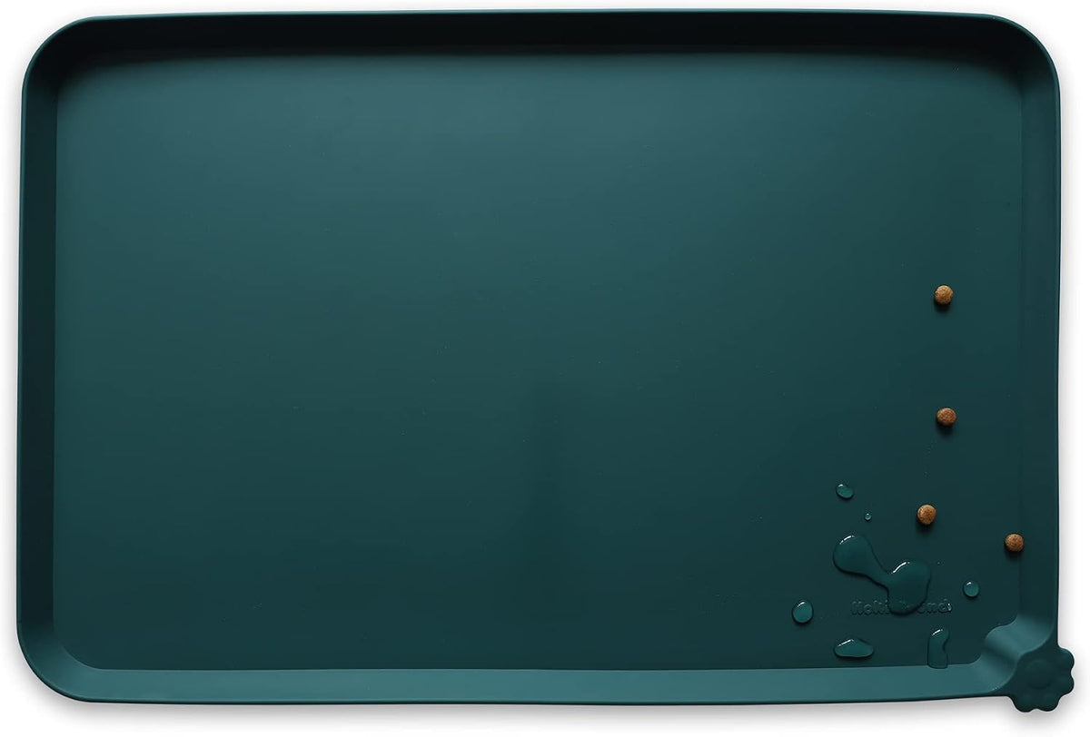Hoki Found -Waterproof Pet Feeding Mats with High Lips - 28"L x 20"W / Dark Cedar