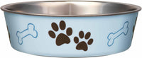 Loving Pets Bella Dog Bowls, Stainless Steel Dog & Cat Bowls - Murano Blue / X-Large (65-100lbs)
