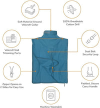 Cozy Comfort Carrier - Small Light Blue Cat Carrier and Cat Restraint Bag for Medication Administration, Grooming, Vet Visits, Dental Care, and Nail Trimming