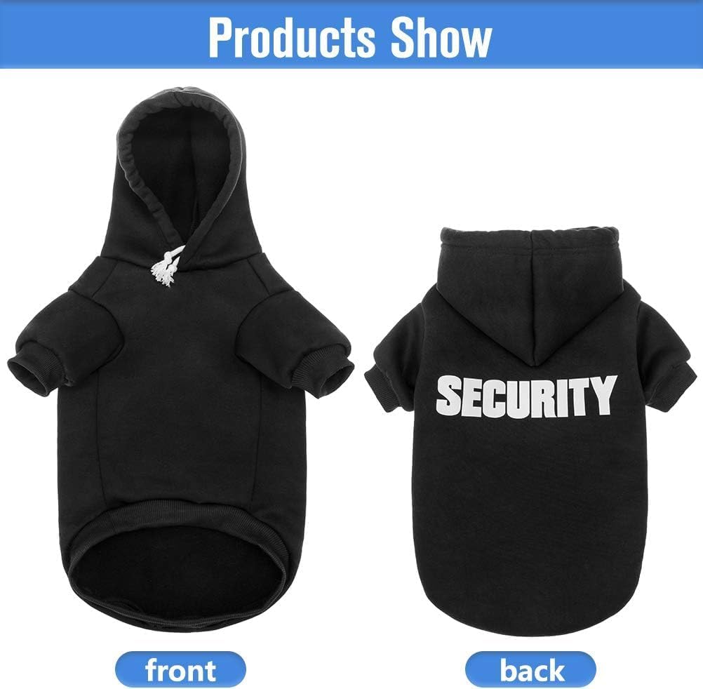 Security Dog Hoodie for Small Medium Large Dogs Boys Girls – Essentials for Dogs - #1 Black (SECURITY Printed) / X-Small - image 2