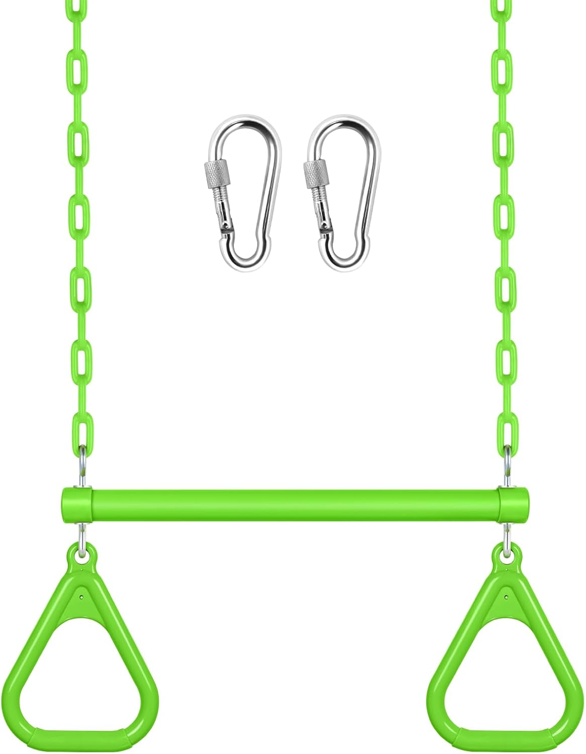 LadyRosian trapeze swing bar with plastic gym rings and two 47 inch hanging chains - view 4