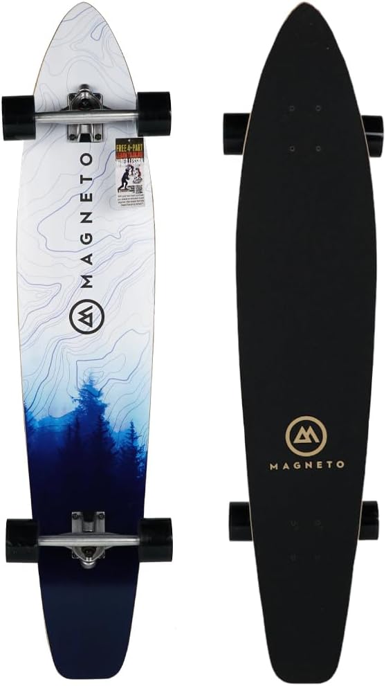 Magneto 44 inch Kicktail Cruiser Longboard Skateboard - Blue Fog