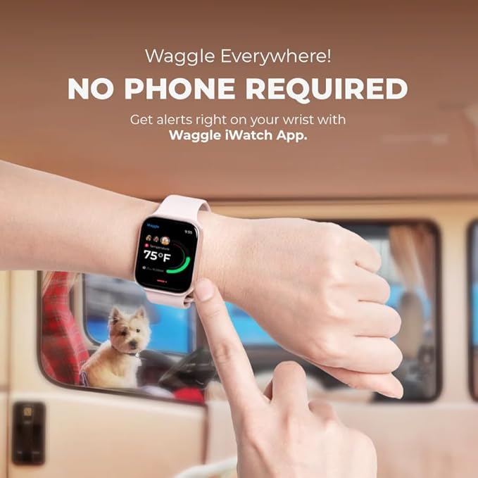 Waggle RV/Dog Temperature Monitor (GPS) & Pet Camera Bundle for RVs - Portable WiFi Cam (128GB) with Motion Alert & Remote Access | Watch Pets While Travelling