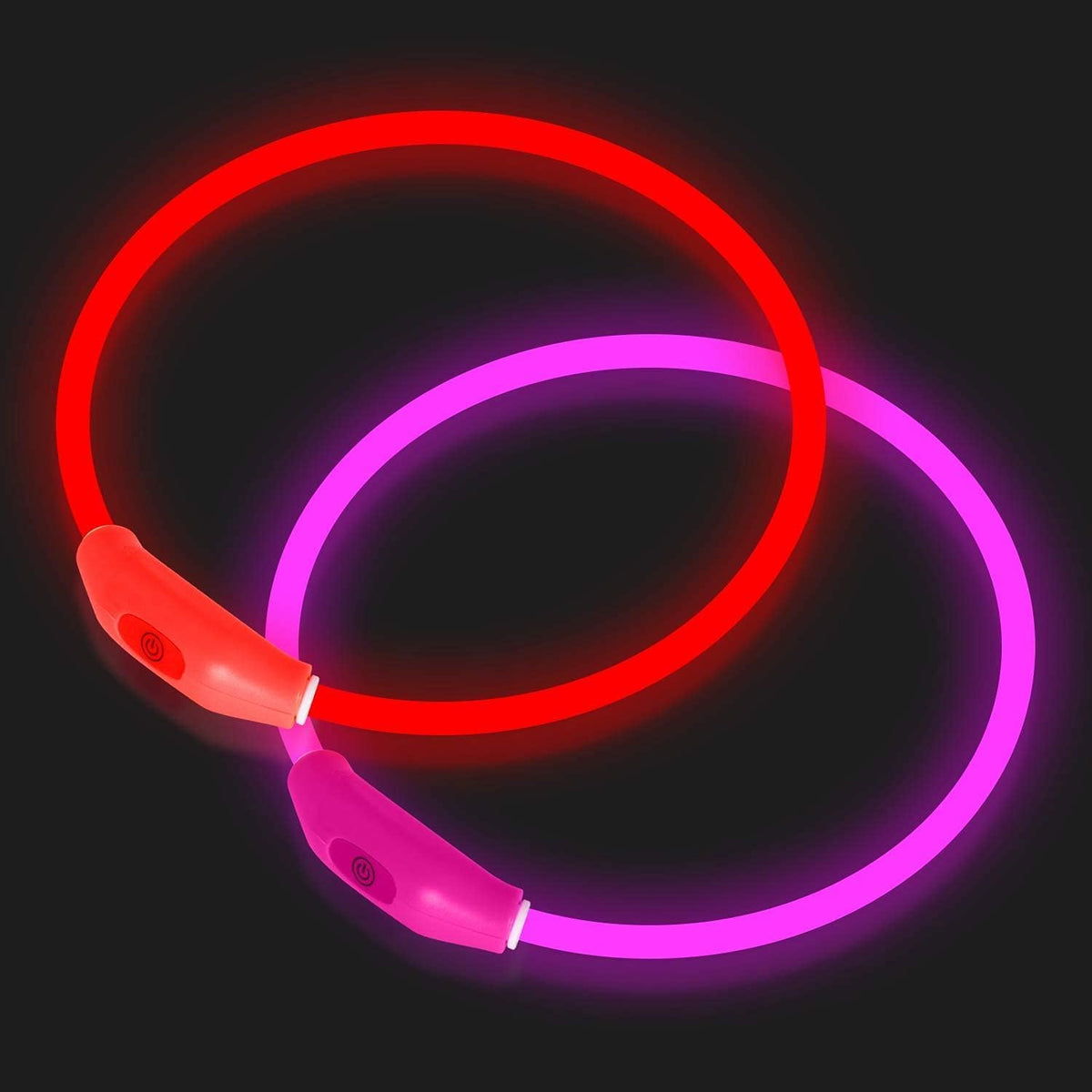 2-Pack LED Dog Collar, Light Up Dog Collars - Red&Pink