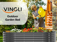 VINGLI Galvanized Raised Garden Beds Outdoor, 6x3x2 Ft, 8x4x2 Ft Lager Metal Planter Raised Beds for Planting Vegetables Flowers Herb (8 * 4 * 2（Oval）)