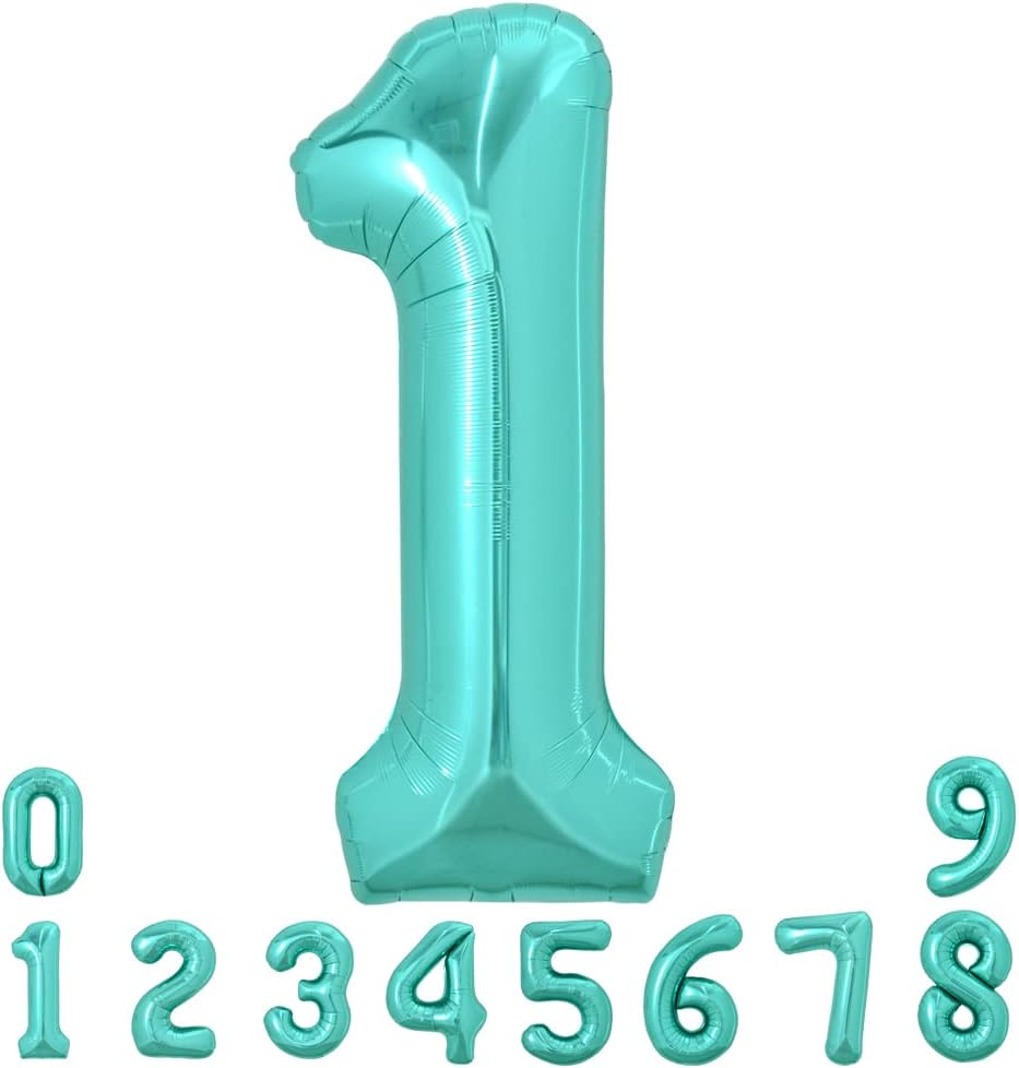 TONIFUL 40 Inch Red Number 3 Balloons Large Foil 3rd Birthday - Teal Blue / Number 1